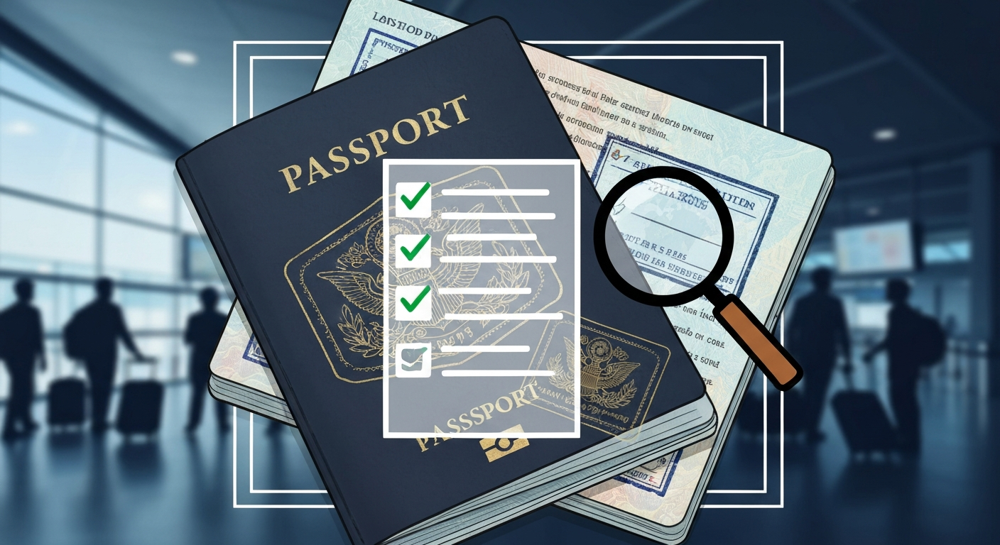 Passport and travel documents with a checklist, symbolizing meticulous preparation for international travel amidst evolving rules. Passport and travel documents with a checklist, symbolizing meticulous preparation for international travel amidst evolving rules.