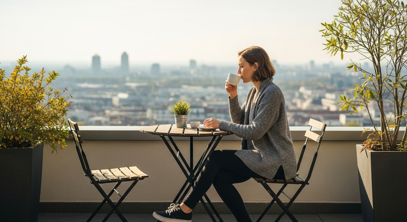 Traveler enjoying a peaceful moment to avoid burnout during a short, focused trip. Traveler enjoying a peaceful moment to avoid burnout during a short, focused trip.