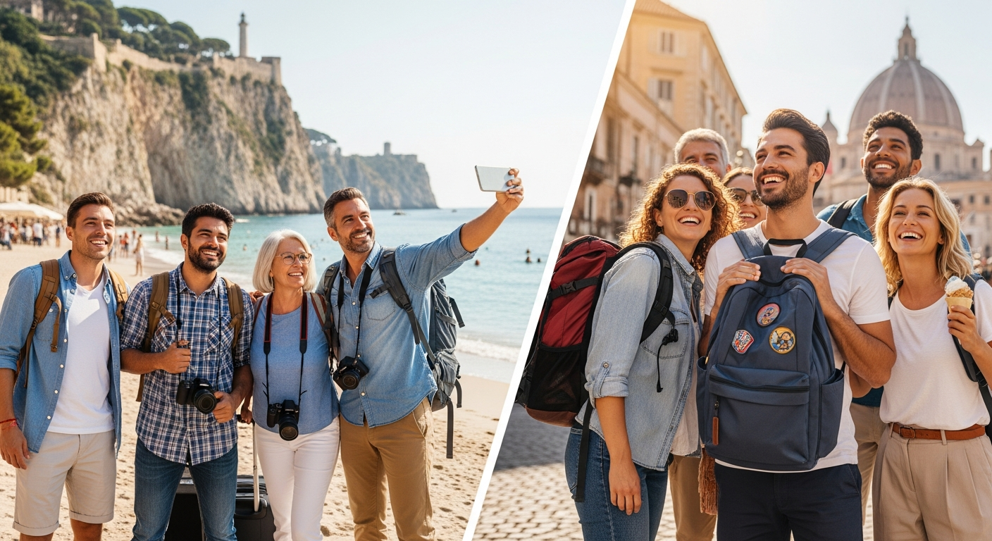 A diverse group of people enjoying a beautiful holiday destination, representing joy and the seamless travel experiences offered by Cassidy Travel.
