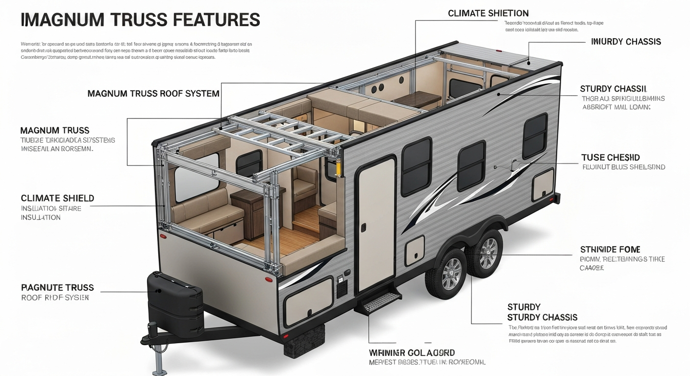 An infographic illustrating the advanced structural components of a Jayco travel trailer, including its reinforced roof, insulated walls, and strong foundation. An infographic illustrating the advanced structural components of a Jayco travel trailer, including its reinforced roof, insulated walls, and strong foundation.