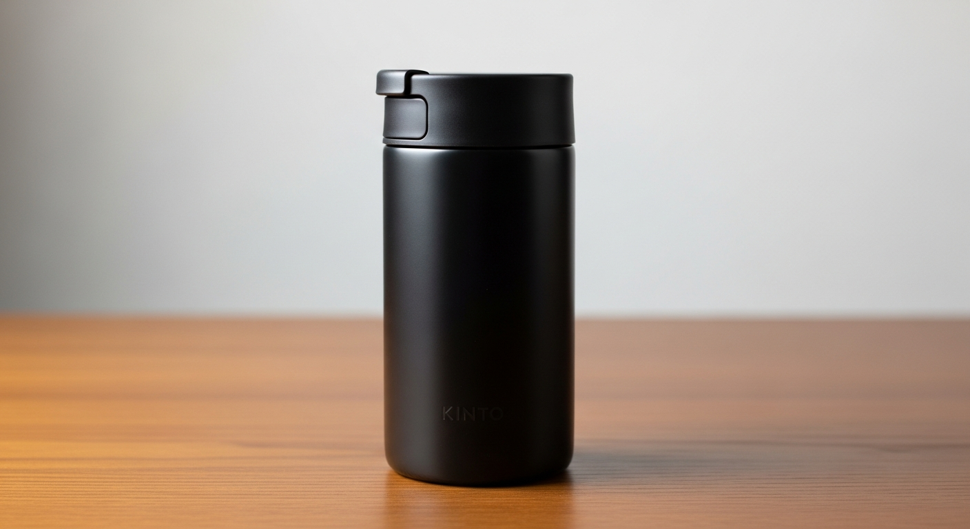 A sleek Kinto Travel Tumbler in a modern setting, highlighting its minimalist design and matte finish.