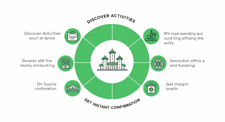 Infographic detailing the Klook booking process from discovery to enjoying the experience.
