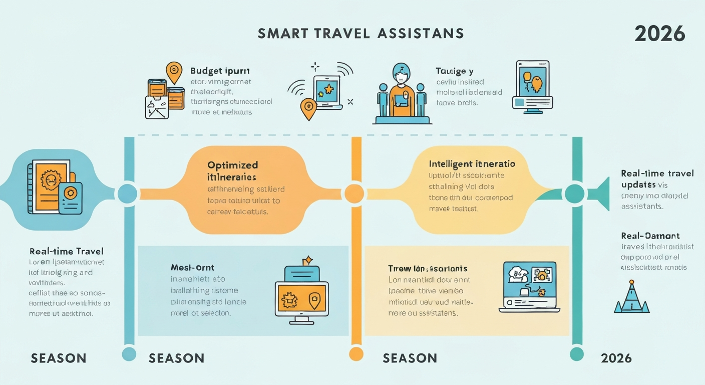Infographic demonstrating strategic travel planning for 2026, showing seasonal tips, budget considerations, and various trip types. Infographic demonstrating strategic travel planning for 2026, showing seasonal tips, budget considerations, and various trip types.