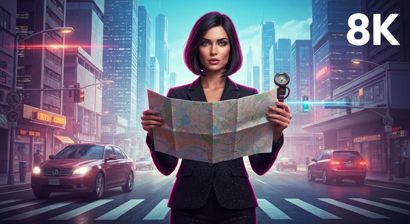 A confident woman traveler planning her next adventure with a map and compass, symbolizing strategic and empowered travel decisions. A confident woman traveler planning her next adventure with a map and compass, symbolizing strategic and empowered travel decisions.