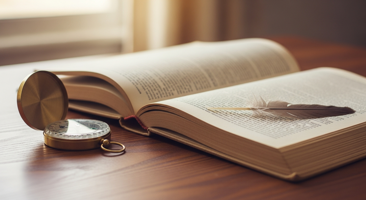 An antique travel guide with torn pages and a frayed cover, open on a wooden table with a compass, symbolizing cherished travel memories and a journey well-taken. An antique travel guide with torn pages and a frayed cover, open on a wooden table with a compass, symbolizing cherished travel memories and a journey well-taken.