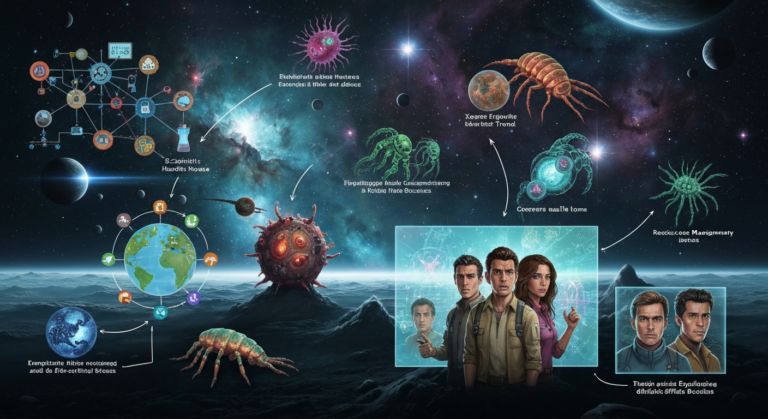 Infographic detailing the scientific, ethical, and resource challenges of xenos travel.