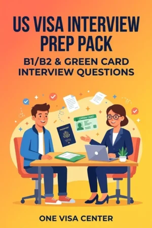 US Visa Interview Prep Pack cover US Visa Interview Prep Pack cover: visa interview preparation PDF for B1/B2 and green card interviews